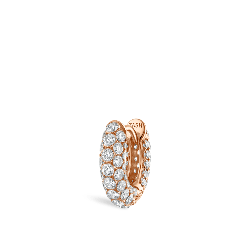 Invisible Set Diamond Three Row Pavé Hoop Earring
