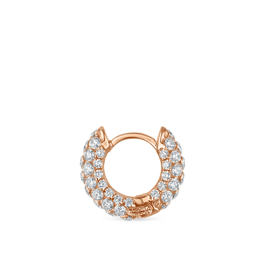Invisible Set Diamond Three Row Pavé Hoop Earring