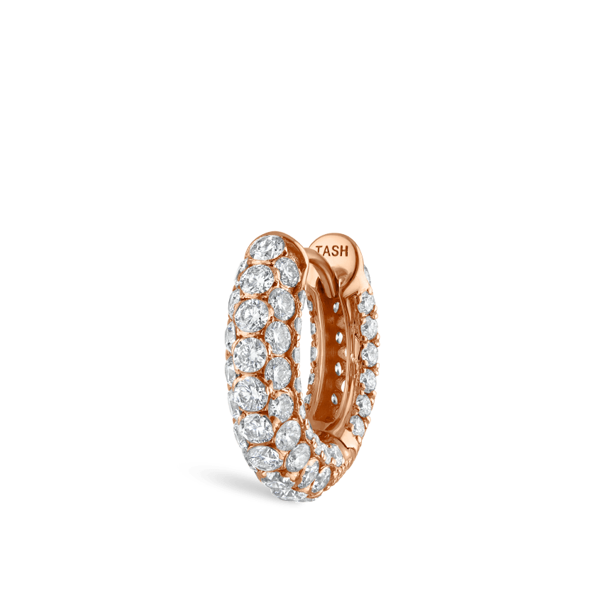 Invisible Set Diamond Three Row Pavé Hoop Earring