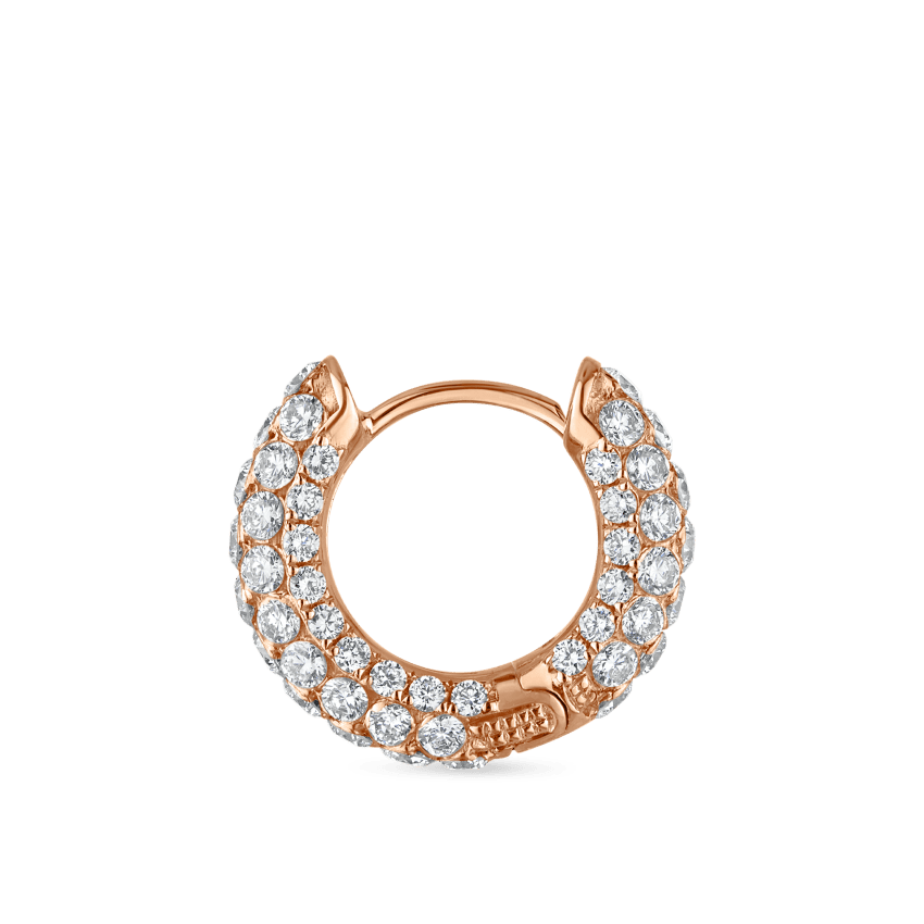 Invisible Set Diamond Three Row Pavé Hoop Earring