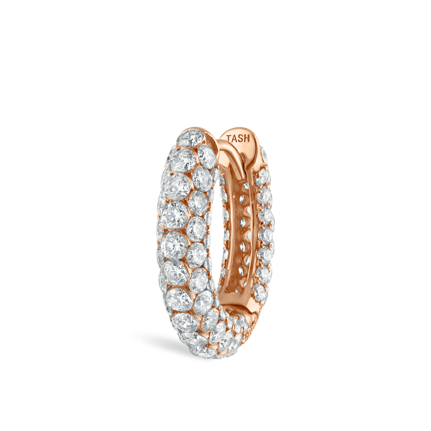 Invisible Set Diamond Three Row Pavé Hoop Earring