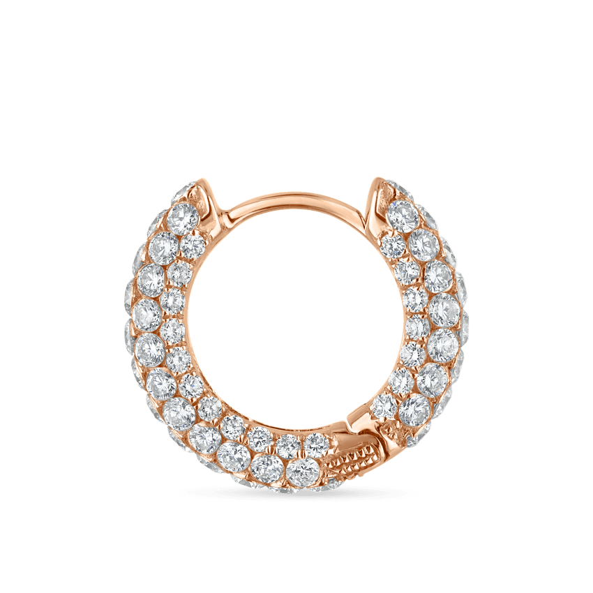 Invisible Set Diamond Three Row Pavé Hoop Earring