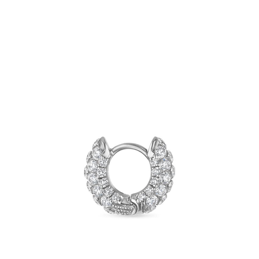 Invisible Set Diamond Three Row Pavé Hoop Earring