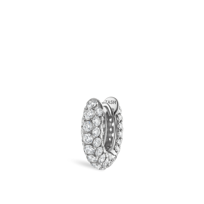 Invisible Set Diamond Three Row Pavé Hoop Earring