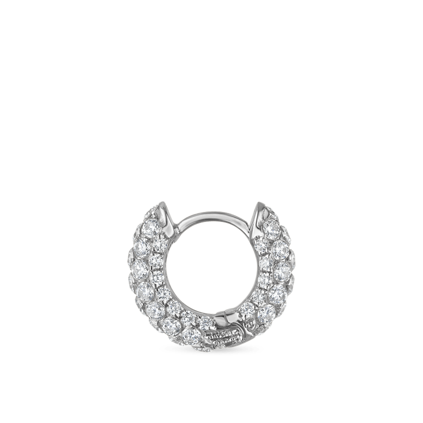 Invisible Set Diamond Three Row Pavé Hoop Earring