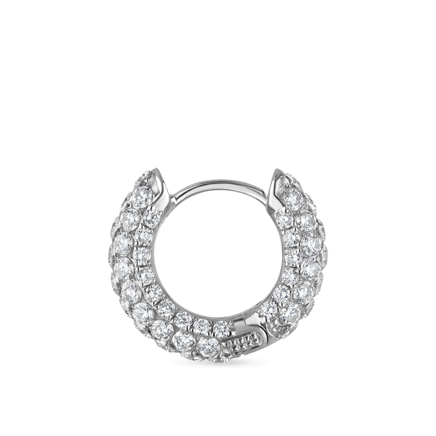 Invisible Set Diamond Three Row Pavé Hoop Earring