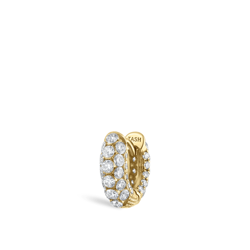 Invisible Set Diamond Three Row Pavé Hoop Earring