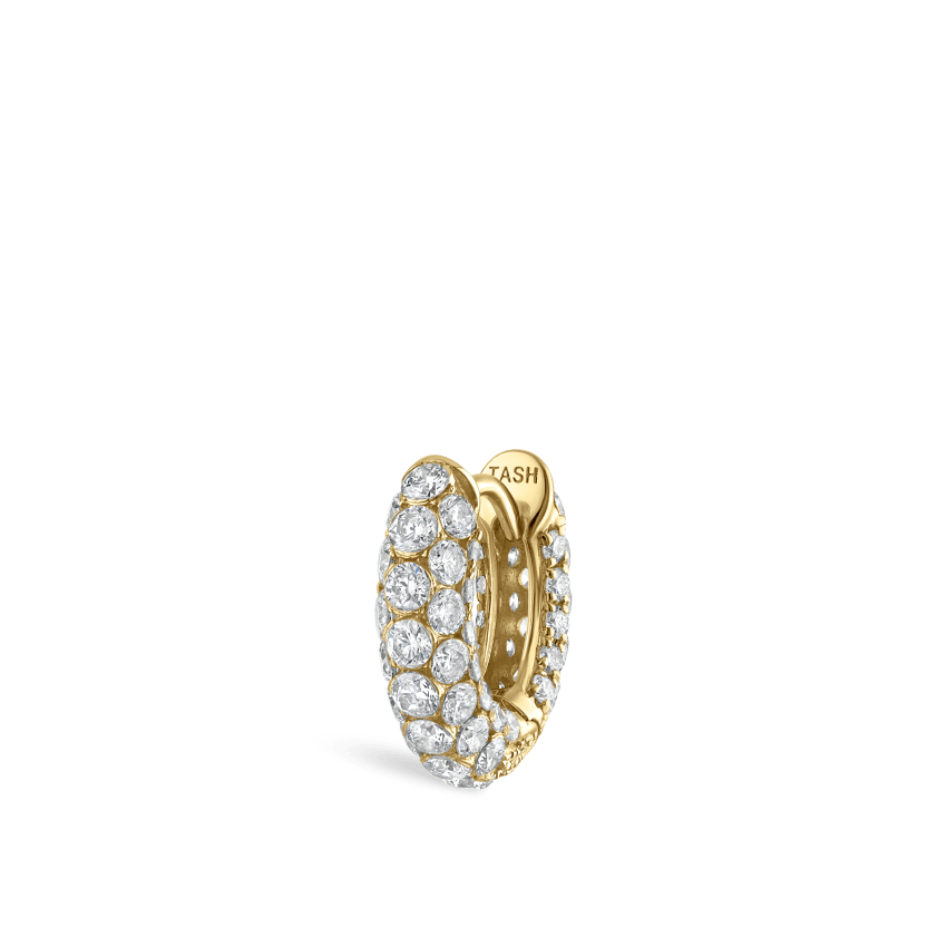Invisible Set Diamond Three Row Pavé Hoop Earring
