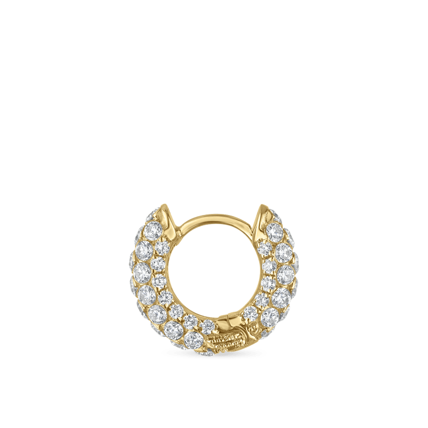 Invisible Set Diamond Three Row Pavé Hoop Earring