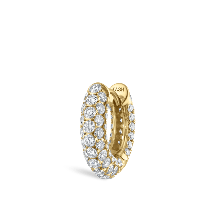 Invisible Set Diamond Three Row Pavé Hoop Earring