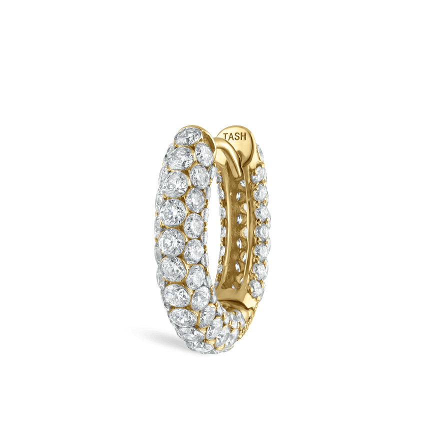 Invisible Set Diamond Three Row Pavé Hoop Earring