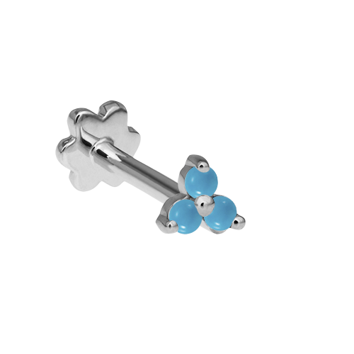 Turquoise Trinity Threaded Stud Earring With Titanium Backing