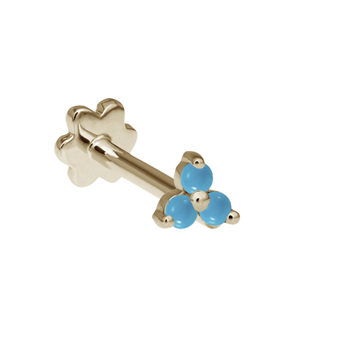 Turquoise Trinity Threaded Stud Earring With Titanium Backing