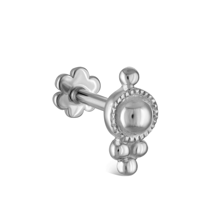 Four Ball Trinity Threaded Stud Earring With Titanium Backing – MARIA TASH