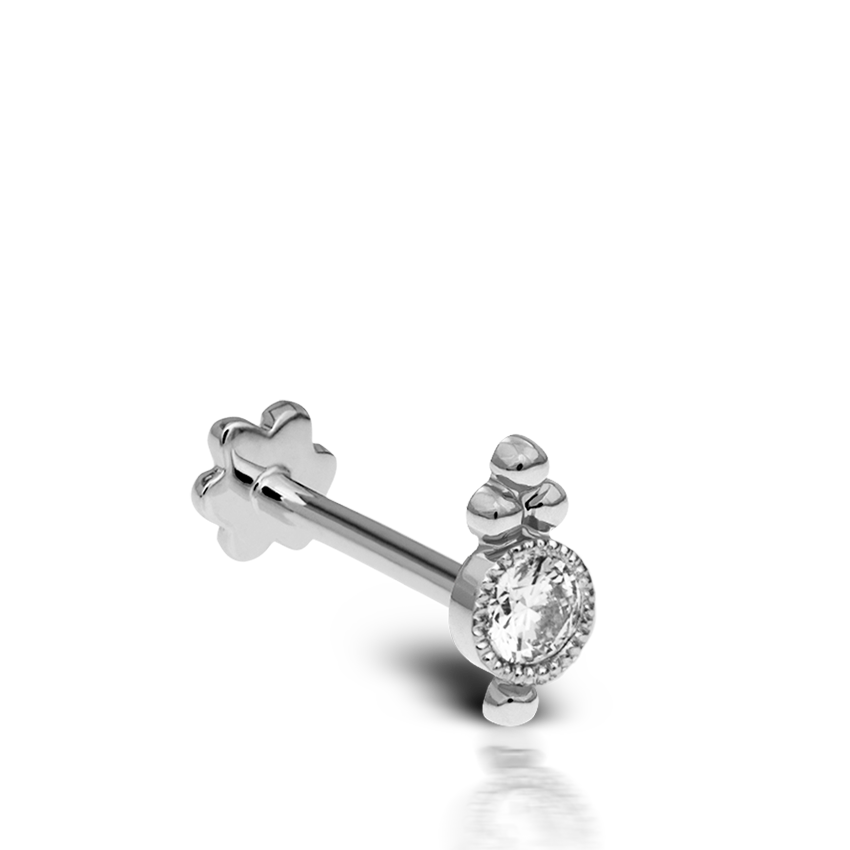 Diamond Four Ball Trinity Threaded Stud Earring