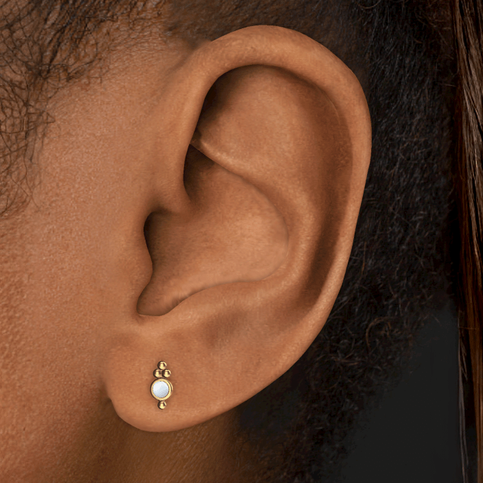 Opal Four Ball Trinity Threaded Stud Earring With Titanium Backing