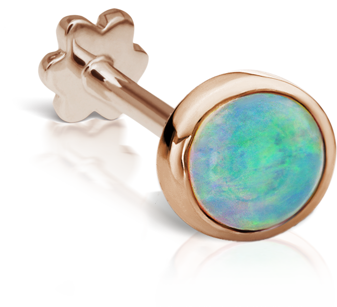 Opal Threaded Stud Earring With Titanium Backing