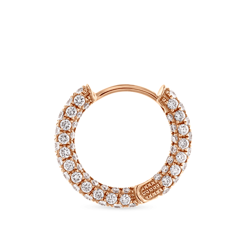 Diamond Five Row Pavé Hoop Earring (Bottom Hinge)