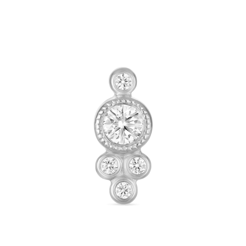 Five Diamond Trinity Threaded Stud Earring