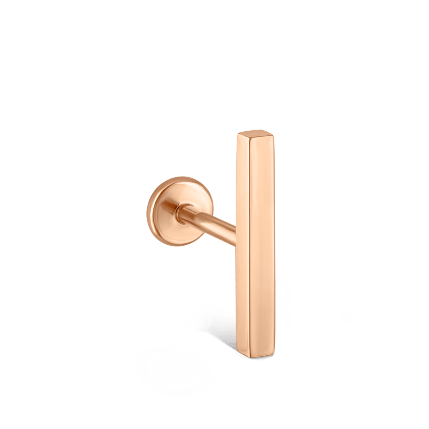 Polished Square Bar Threaded Stud Earring With Titanium Backing