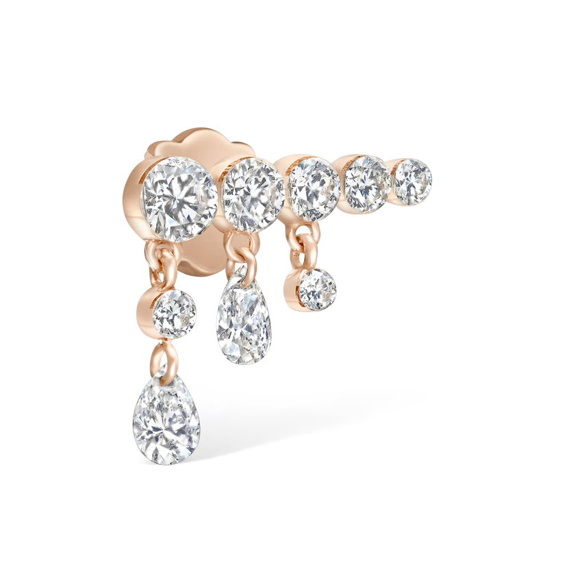 Invisible Set Diamond Crescendo Bar Threaded Stud Earring