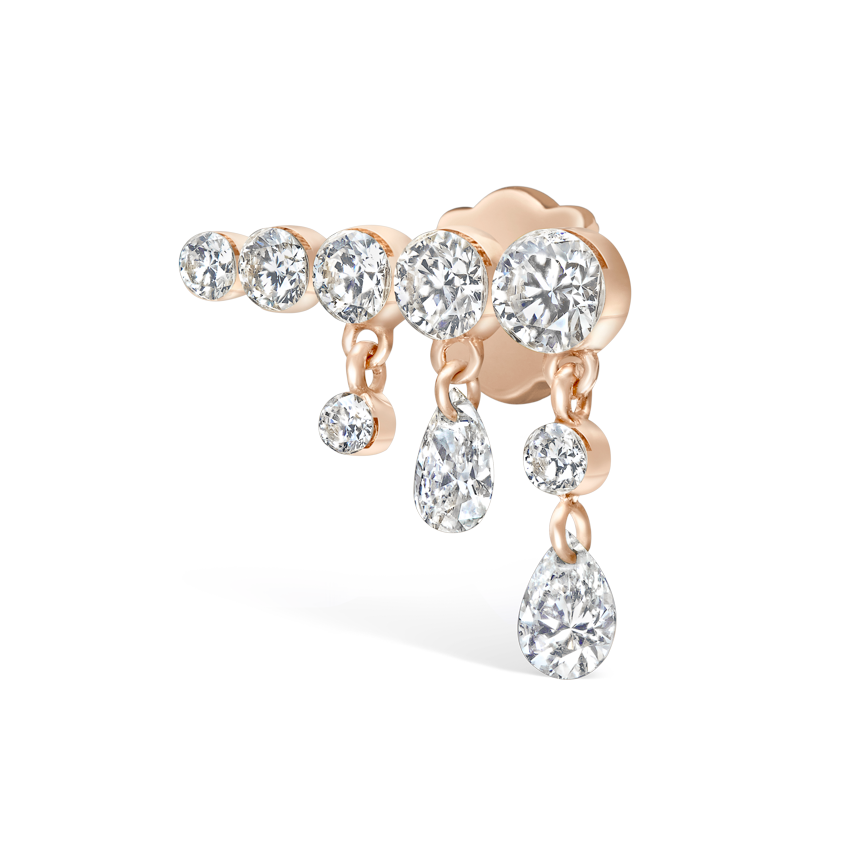 Invisible Set Diamond Crescendo Bar Threaded Stud Earring