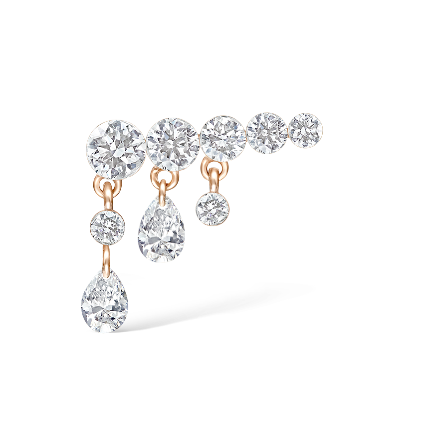 Invisible Set Diamond Crescendo Bar Threaded Stud Earring