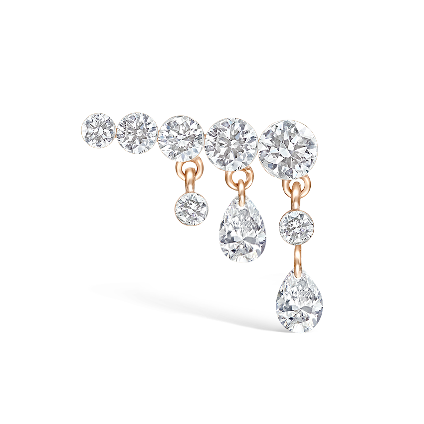 Invisible Set Diamond Crescendo Bar Threaded Stud Earring