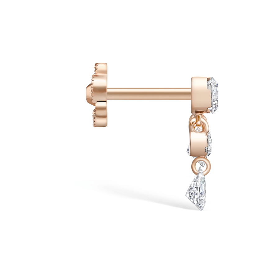 Invisible Set Diamond Crescendo Bar Threaded Stud Earring