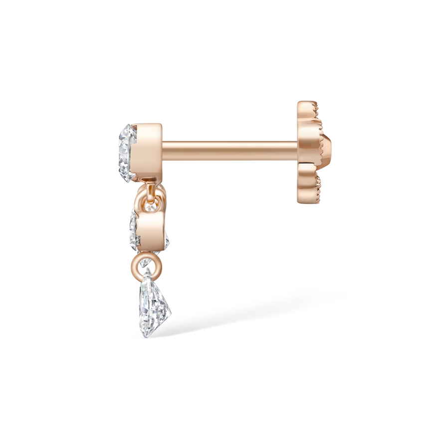 Invisible Set Diamond Crescendo Bar Threaded Stud Earring