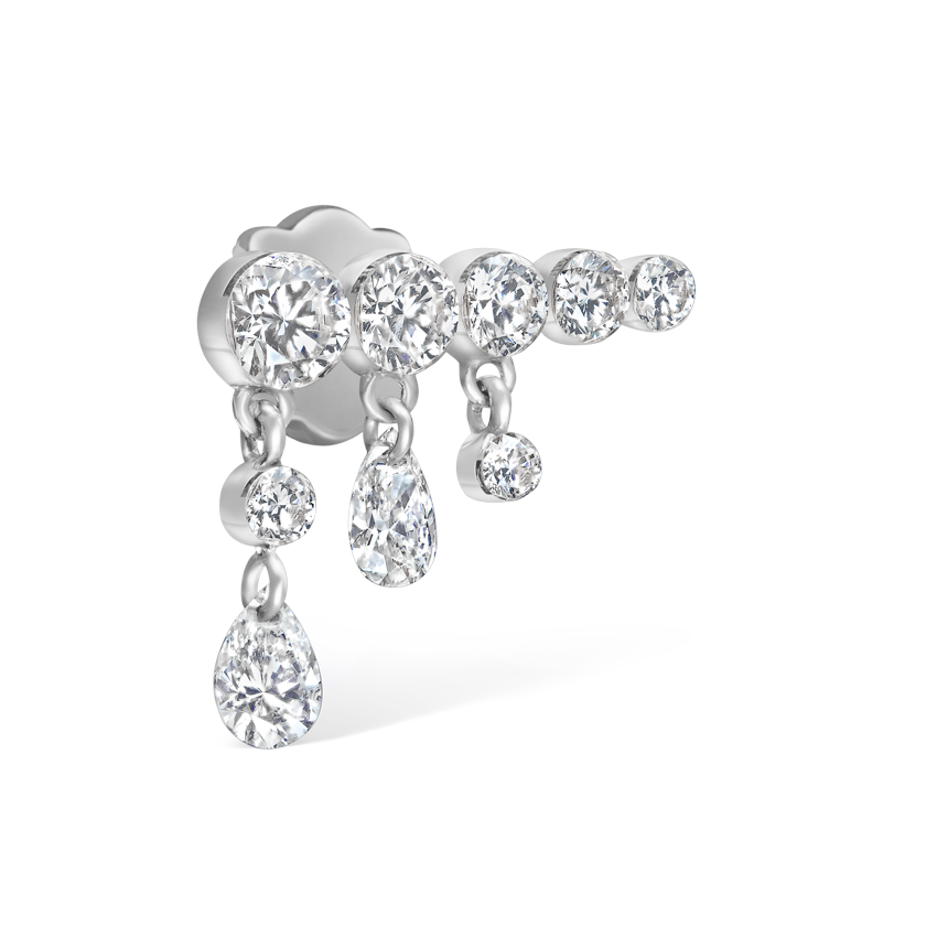 Invisible Set Diamond Crescendo Bar Threaded Stud Earring