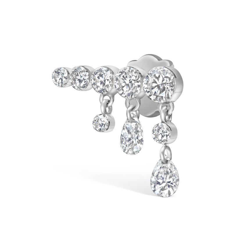 Invisible Set Diamond Crescendo Bar Threaded Stud Earring