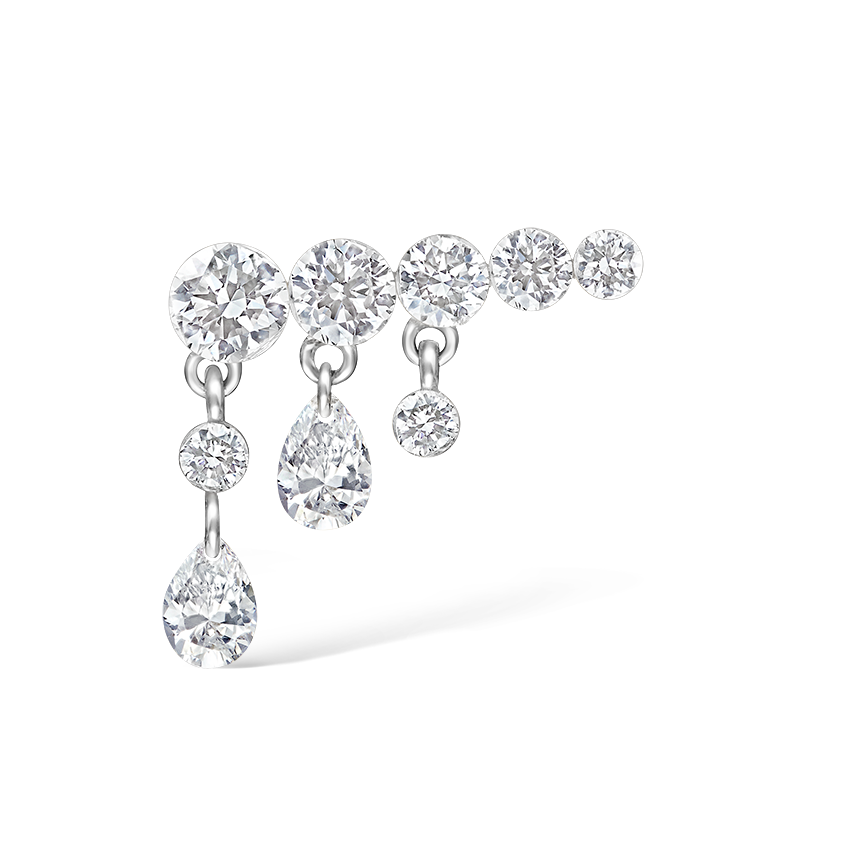 Invisible Set Diamond Crescendo Bar Threaded Stud Earring