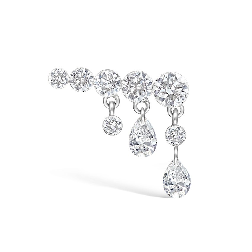Invisible Set Diamond Crescendo Bar Threaded Stud Earring