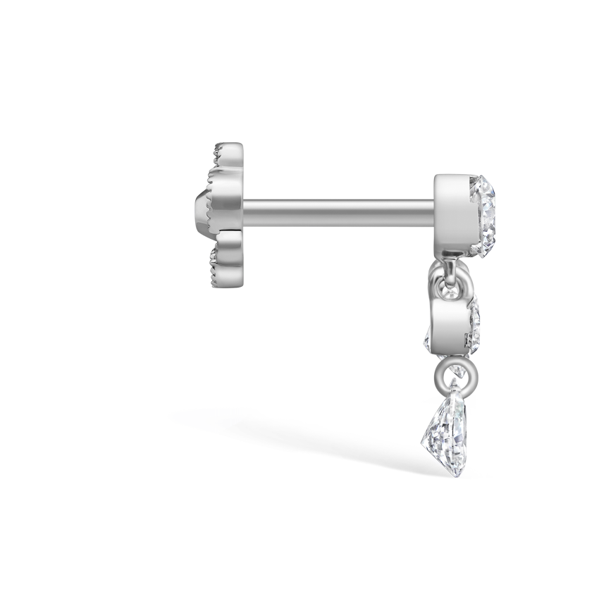 Invisible Set Diamond Crescendo Bar Threaded Stud Earring