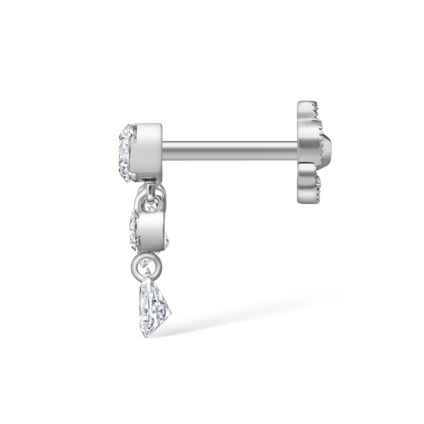 Invisible Set Diamond Crescendo Bar Threaded Stud Earring