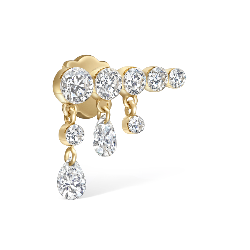 Invisible Set Diamond Crescendo Bar Threaded Stud Earring