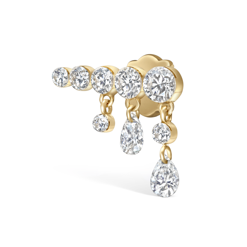 Invisible Set Diamond Crescendo Bar Threaded Stud Earring
