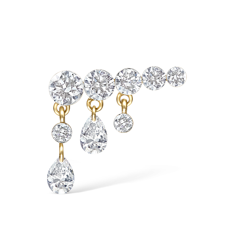 Invisible Set Diamond Crescendo Bar Threaded Stud Earring