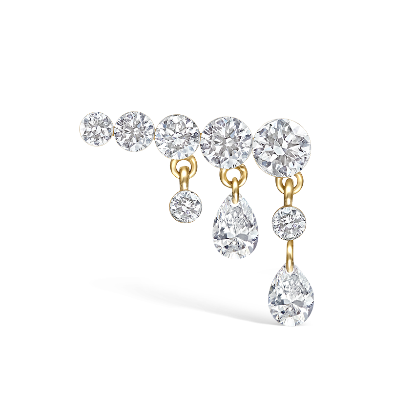 Invisible Set Diamond Crescendo Bar Threaded Stud Earring
