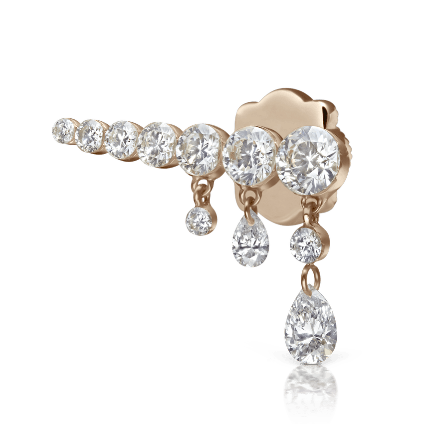 Invisible Set Diamond Crescendo Bar Threaded Stud Earring