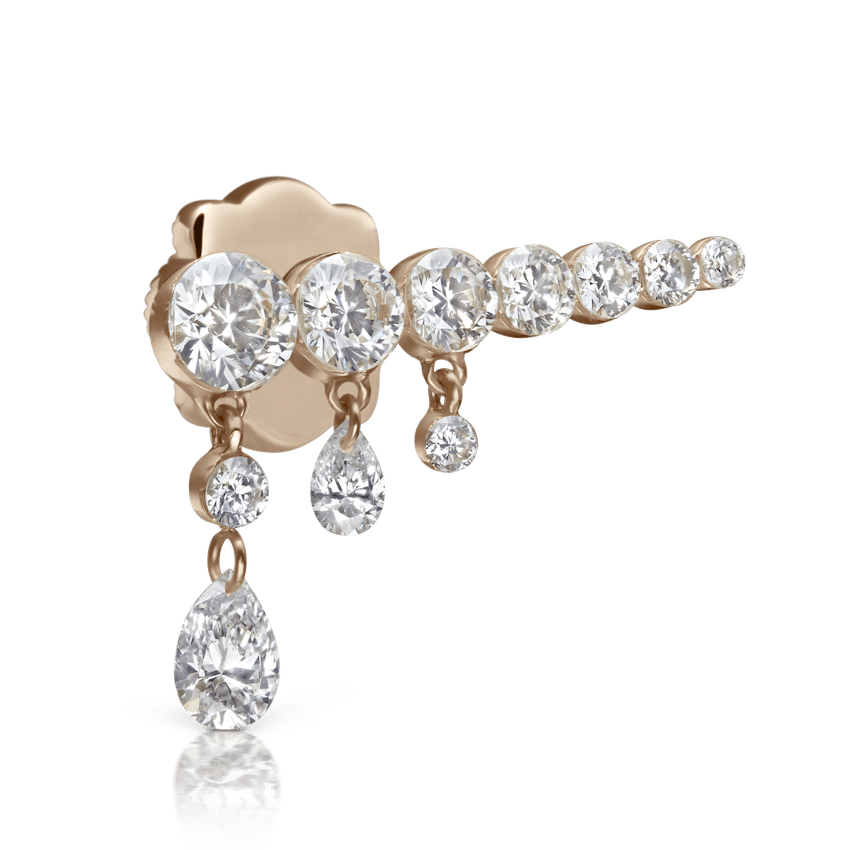 Invisible Set Diamond Crescendo Bar Threaded Stud Earring