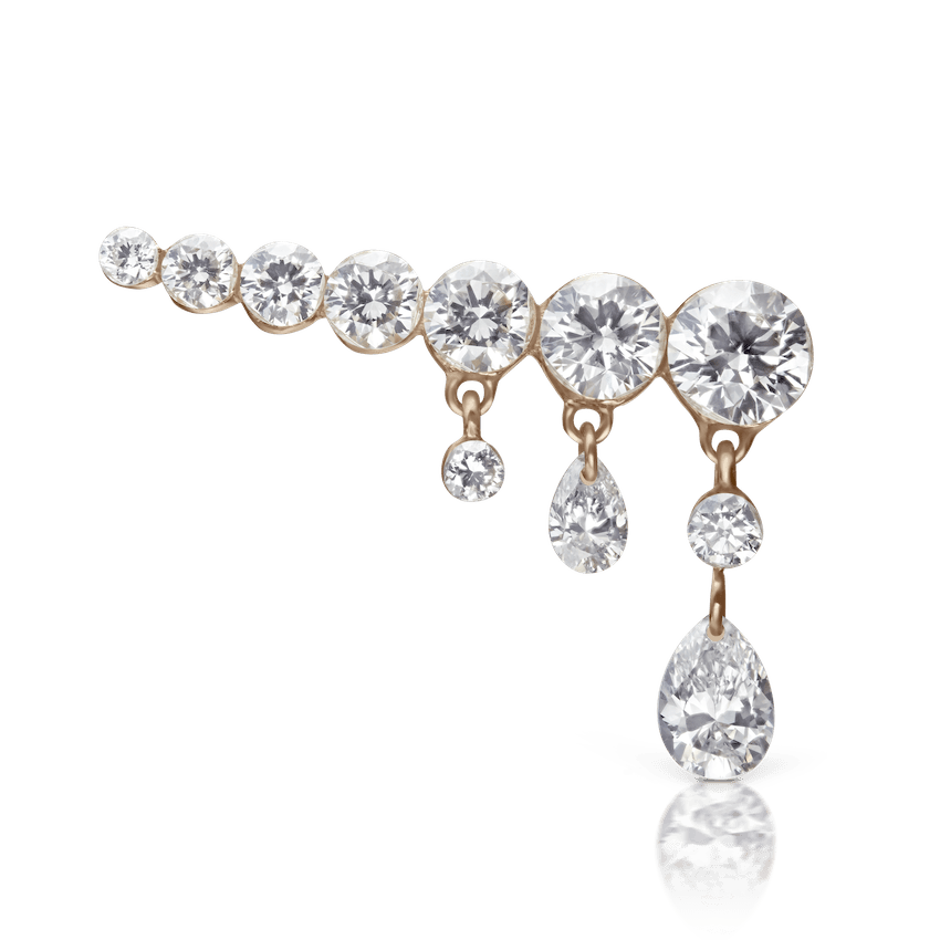 Invisible Set Diamond Crescendo Bar Threaded Stud Earring