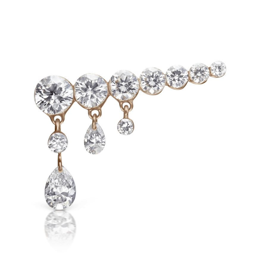 Invisible Set Diamond Crescendo Bar Threaded Stud Earring