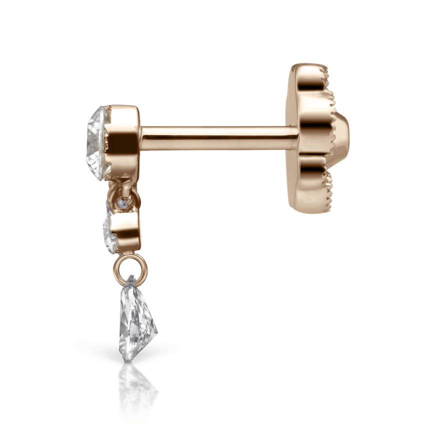 Invisible Set Diamond Crescendo Bar Threaded Stud Earring