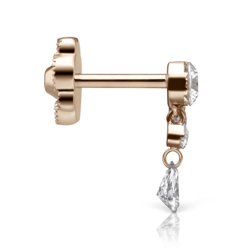 Invisible Set Diamond Crescendo Bar Threaded Stud Earring