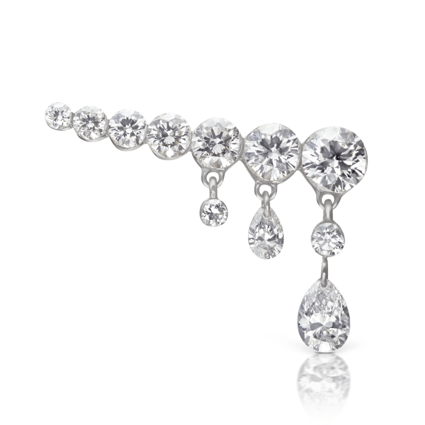 Invisible Set Diamond Crescendo Bar Threaded Stud Earring