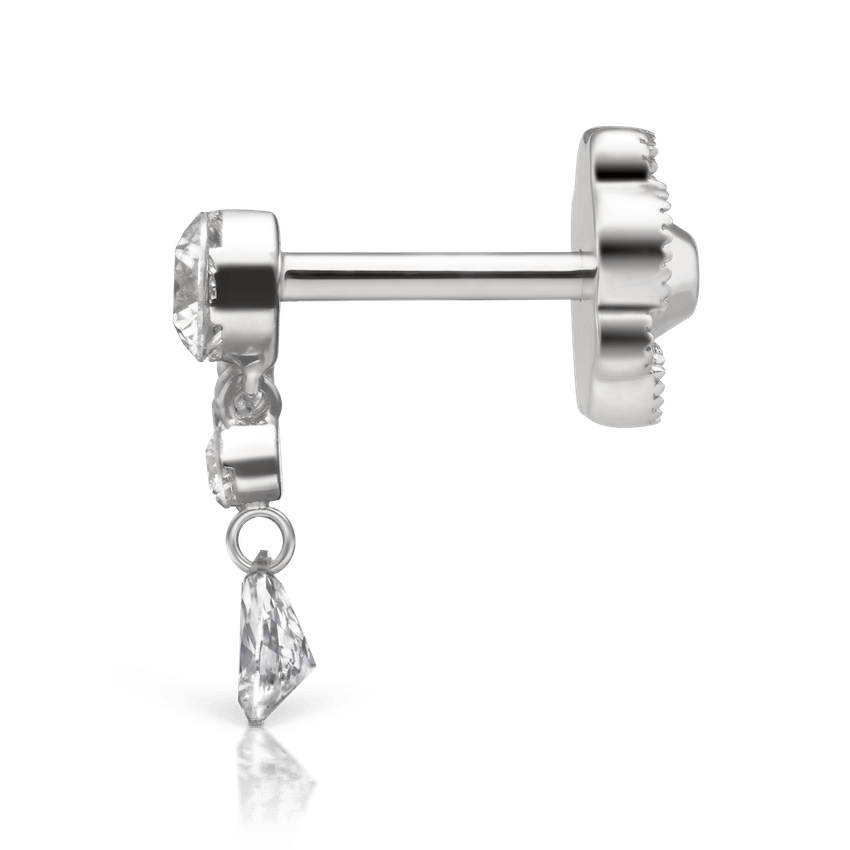 Invisible Set Diamond Crescendo Bar Threaded Stud Earring