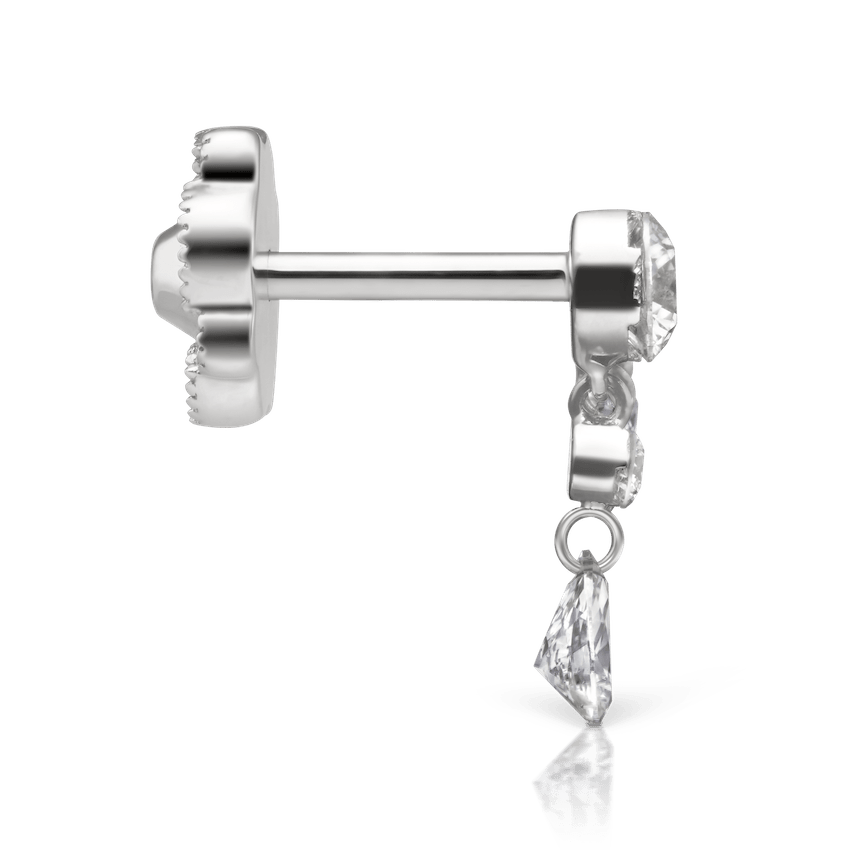 Invisible Set Diamond Crescendo Bar Threaded Stud Earring