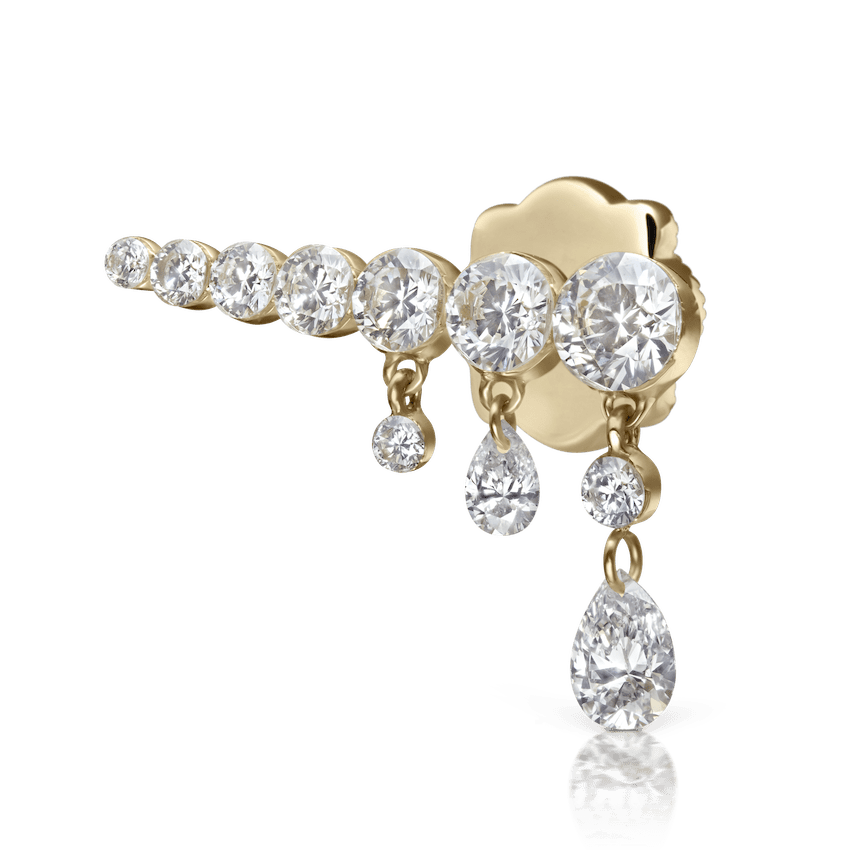 Invisible Set Diamond Crescendo Bar Threaded Stud Earring